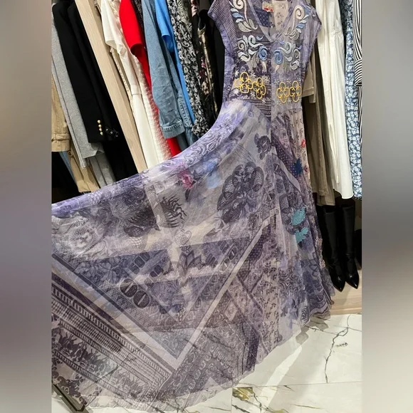 Johnny Was Biya Allegra mesh overlay dress NWOT. No slip. Size M - Picture 2 of 10